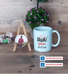 Diyaliz Teknikeri Kupa Bardak Beyaz ve Fotoğraflı Ahşap Anahtarlık Hediye Diyaliz Teknikerine Hediye (Model 1)