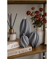 Spiral Rüya Mum 3'lü Set - Mumelia Candles Doğal Soya, El Yapımı, Dekoratif - Gri