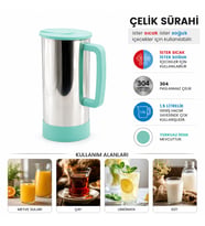 TURKUAZ - PASLANMAZ ÇELİK SICAK - SOĞUK ÇELİK SÜRAHİ (5343)