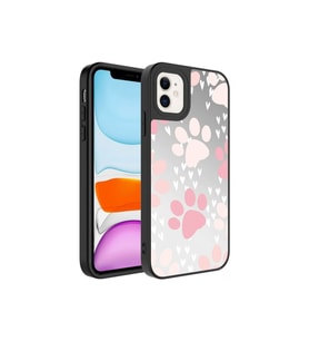 Apple iPhone 11 Uyumlu Kılıf Aynalı Desenli Kamera Korumalı Parlak Zore Mirror Kapak (Pati Desenli)