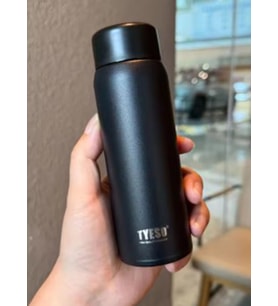 TYESO Termos Sıcak ve Soğuk İçecek Su Termosu, Paslanmaz Çelik, Hafif, İnce, Taşıması Kolay, Kahve Bardağı, 200ml (Ekru-Siyah)
