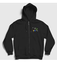 Presmono Unisex Siyah Brasil Futbol Pele Fermuarlı Kapüşonlu Sweatshirt 370480tt