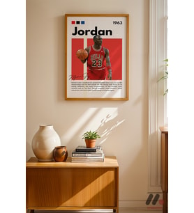 Michael Jordan Basketbol Posteri, Ahşap Çerçeveli Duvar Tablosu - Spor Severlere Hediye