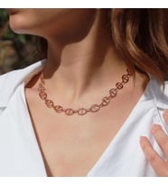 Trend Düğme Modeli Zirkon Taşlı Rose Gold Kaplama Gümüş Kolye