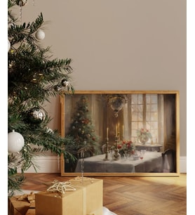 Çerçevesiz Poster Noel Ağacı ile Klasik Sofra