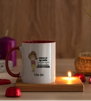 Kişiye Özel Maske İşi İyi Oldu Tasarım Esprili Ahşap Altlıklı Mumlu Kırmızı Kupa