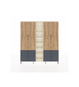 Arges Dolap 10 Raflı 8 Çekmeceli 2 Askılı 220x30x243 Aytaşı-Çam/Antrasit