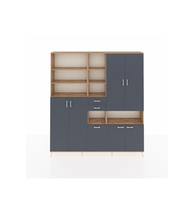 Arges Gardrop 17 Raflı 2 Çekmeceli 7 Kapaklı 220x30x243 Çam-Antrasit