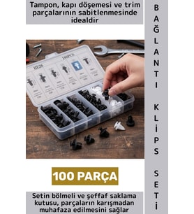 Oto Tampon Çamurluk Kaput Bagaj Kapı Döşeme Çok Amaçlı Plastik Bağlantı Perçin Klips Seti 100 Parça