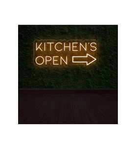 KITCHEN'S OPEN Yazılı ve Şekilli Neon Tabela