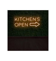KITCHEN'S OPEN Yazılı ve Şekilli Neon Tabela