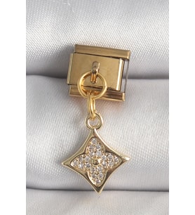 316L Çelik Gold Renk Sallantı Zirkon Taşlı Çiçek İşlemeli Nomination Charm 5 - EEEEEE1216-2