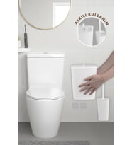 Safir Yapışkanlı Wc Fırçalık ve Çöp Kovası Seti Beyaz 2'li Banyo Seti
