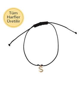 14 Ayar Altın Sallantılı Harf İpli Bileklik