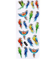 Sticker Kabartmalı Sticker Defter Planlayıcı Etiket (cb555) 16x7 cm- Renkli Kuşlar Papağan