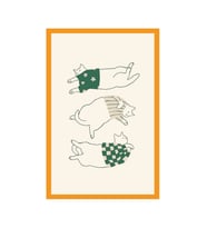 Sevimli Kedi Çizimli Kartpostallar ve Hediye Not Kartları  10 x 15 cm (Sarı-Yeşil-Kahverengi-Beyaz)