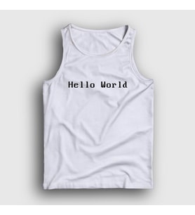 Presmono Unisex Beyaz Hello World Coder Programmer Developer Yazılımcı Atlet 334558tt (Beyaz)