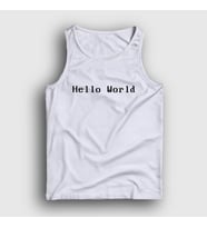 Presmono Unisex Beyaz Hello World Coder Programmer Developer Yazılımcı Atlet 334558tt (Beyaz)