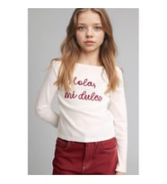 Defacto Baskılı Ribana Ekru Kız Çocuk T-Shirt G8462A8/ER105
