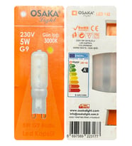 (1 Adet) Osaka Buzlu 5W Sarı Işık (3000K) G9 Duylu Led Kapsül Ampul