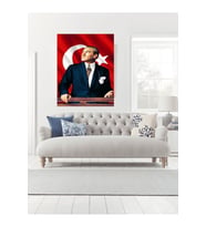ATATÜRK TÜRKBAYRAĞI OFİS HEDİYELİK KANVAS TABLO CANVAS DUVAR DEKARASYON SÜSÜ ÖLÇÜ SEÇMEYİ UNUTMAYIN) (Beyaz)