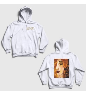 Presmono Unisex Beyaz Golden Tears Freya Gustav Klimt Sırt Baskılı Kapüşonlu Sweatshirt 527263tt
