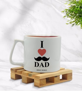 BK Gift Kişiye Özel Babamı Seviyorum Tasarımlı Middle Beyaz Kupa Bardak Model 2