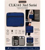 XYZ 3in1 Serisi XYZ141 13,14 inch Uyumlu Tablet, Laptop El ve Omuz Çantası - Lacivert