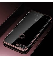 Huawei P Smart Kılıf Dört Köşeli Lazer Silikon Kılıf (Rose)