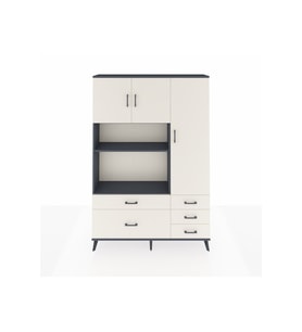 Arges Gardrop 7 Raflı 5 Çekmeceli 3 Kapaklı 132x30x195 Antrasit-Aytaşı
