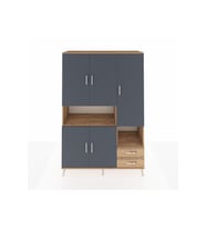 Hyperion Dolap 10 Raflı 2 Çekmeceli 5 Kapaklı 132x44x195 Çam-Antrasit/Çam