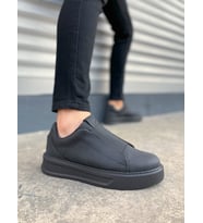 JY007 Alba Bağcıksız Cilt Erkek Günlük Sneaker Ayakkabı CST Siyah