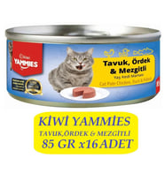 Kiwi KCM-50392 Tavuk-Ördek-Mezgitli Kedi Konservesi 16 Adet x 85Gr
