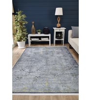 Gri Halı Geometrik Desenli Kaymaz Tabanlı Salon Halısı Modern Dijital Baskı Seçeneği