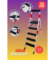 4+1 EXTREME MERDİVEN 5 BASAMAKLI BEYAZ-KIRMIZI (ATLANTİK-SOHO ANTRASİT)