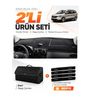 DACIA LODGY (2010-2017) Uyumlu Torpido Örtüsü + Deri Bagaj Çantası + Sticker Seti - Siyah