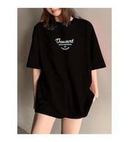 Thousand Baskılı Oversize Bisiklet Yaka T-shirt - Siyah