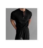 Erkek Hakim Yaka Düğmeli Triko T-Shirt