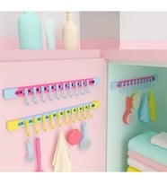 10 Kancalı Raylı Mutfak ve Banyo Düzenleyici Askı (Çok Renkli)