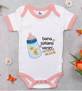 BK Kids Kişiye Özel Pembe Bebek Body Zıbın - Model 21