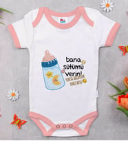 BK Kids Kişiye Özel Pembe Bebek Body Zıbın - Model 21