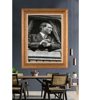 Altın Varaklı Çerçeveli Paspartulu Atatürk Tablo nh156 (Gold)