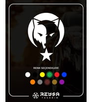Bozkurt Türk Bağyrağı Sticker siyah 20x20 CM (Beyaz)
