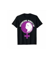 8 Mart Dünya Kadınlar Günü Baskılı Oversize Bisiklet Yaka T-shirt - Siyah