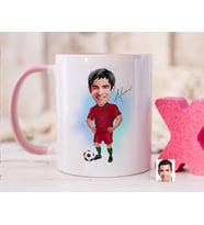 Bk Gift Kişiye Özel Futbolcu Karikatürlü Pembe Kupa Bardak-12, Sevgiliye Hediye, Arkadaşa Hediye