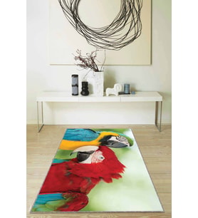 Çok Renkli Papağan Desenli Kaymaz Taban Dekoratif Halı RV323 - 100 x 160 cm