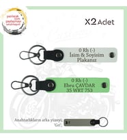 Motorcu Arkadaşlara, İsim Plaka ve 0 Rh- Kan Grubu Yazılı Acil Durum Anahtarlığı, Beyaz-F Yeşil-Gr (Çok Renkli)
