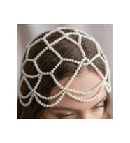 Beyaz İncili Bohem Gelin Tacı, Gelin Saç Aksesuarları, Doğum Günü Parti Saç Aksesuarı