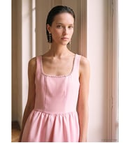 LCW Comfort Pembe Kare Yaka Taşlı Mini Elbise