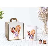 BK Gift Kişiye Özel Ahşap Kutuda Sevgililer Karikatürlü Beyaz Kupa Bardak-30